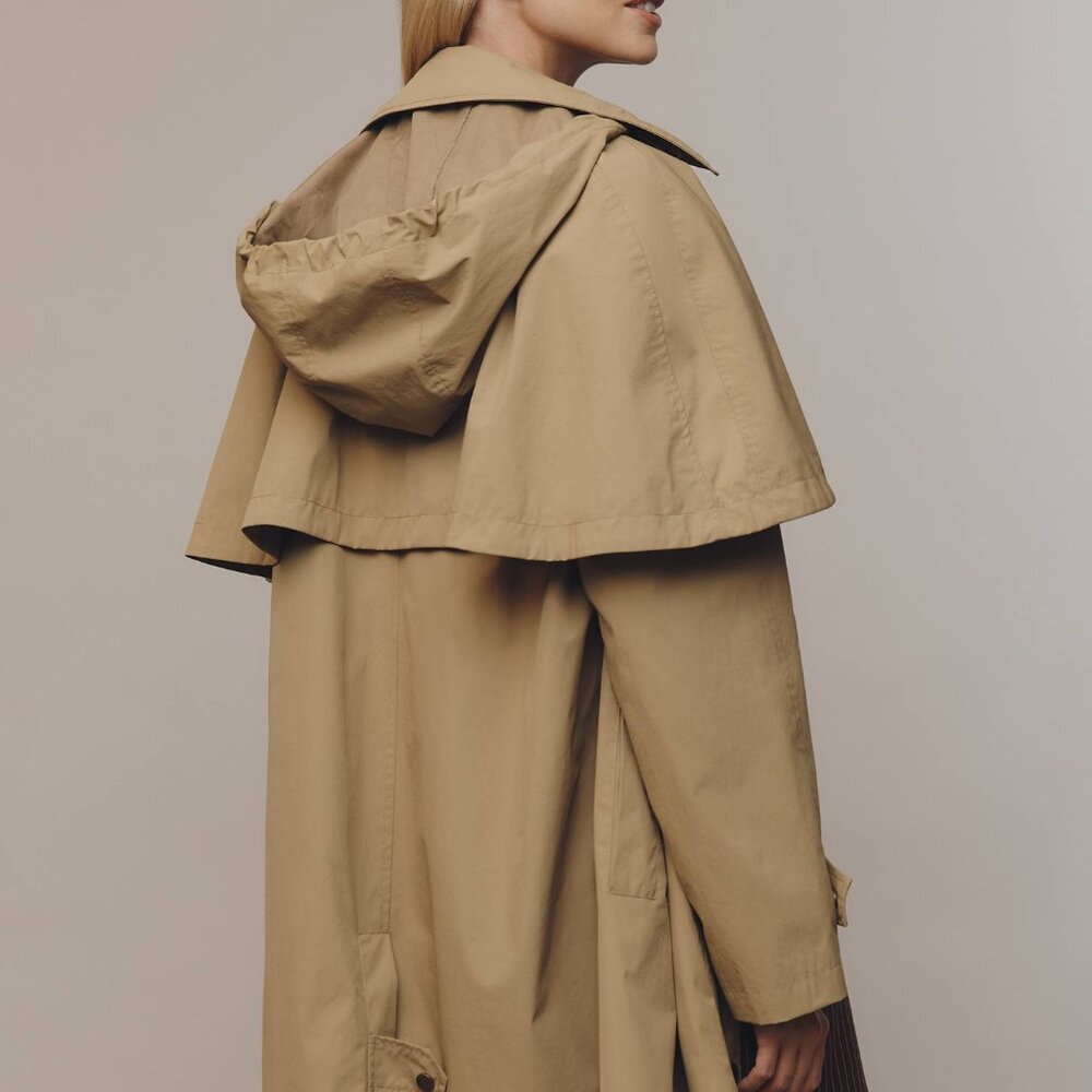 New Avec Les Filles Hooded Cape Raincoat Trench coat - Picture 3 of 9